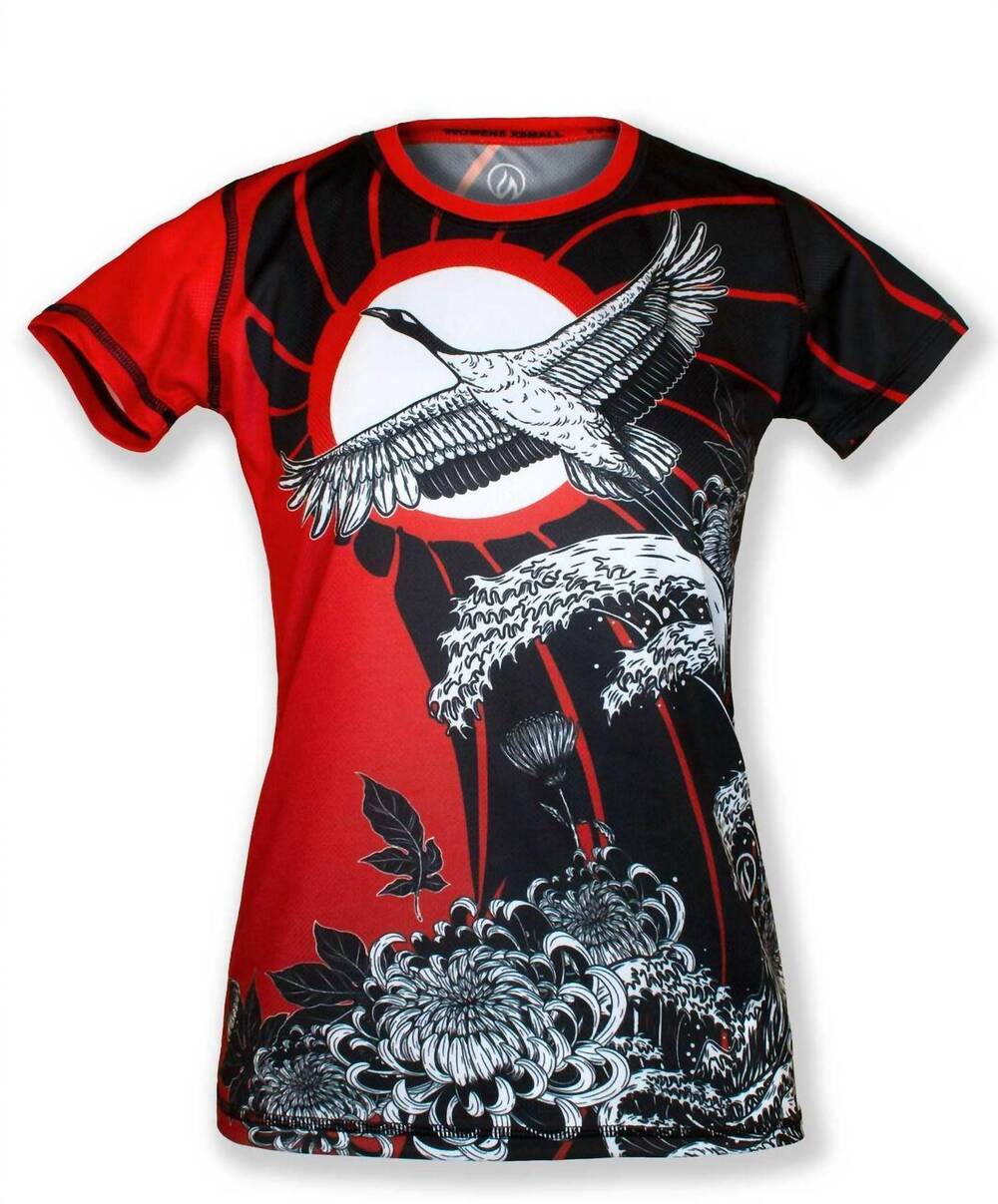 NEW INKNBURN women's moonlit crane tech shirt in red